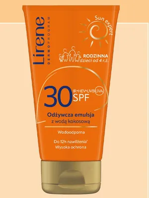 Emulsja do opalania Lirene odżywcza wodoodporna SPF 30 promocja w Rossmann