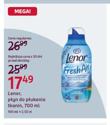 Płyn do płukania tkanin Lenor promocja w Rossmann