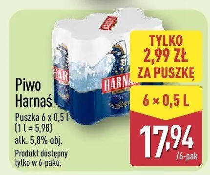Piwo Harnaś promocja w Aldi