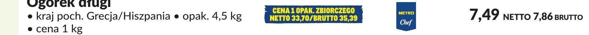 Ogórek długi promocja w Makro