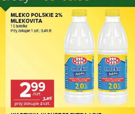 Mleko polskie Mlekovita 2% promocja w Stokrotka