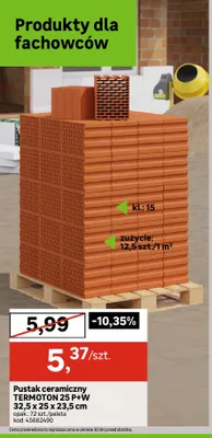 Pustak ceramiczny TERMOTON 25 P+W 32,5x25x23,5cm promocja w Leroy Merlin