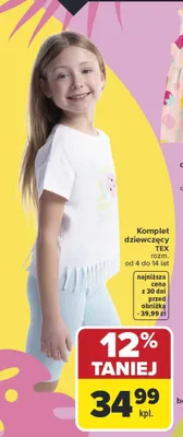 Komplet dziewczęcy TEX promocja w Carrefour