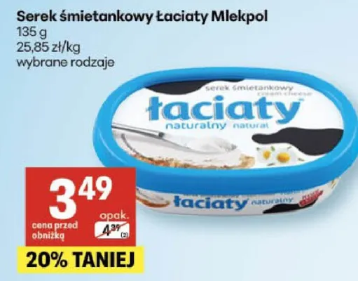 Serek śmietankowy wybrane rodzaje Łaciaty Mlekpol promocja w Delikatesy Centrum
