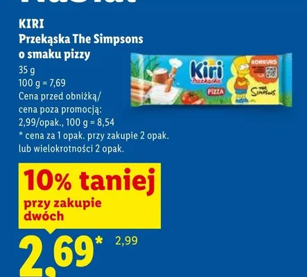 Przekąska Kiri The Simpsons o smaku pizzy promocja w Lidl
