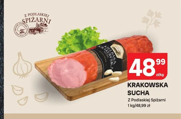 Kiełbasa Krakowska sucha Z Podlaskiej Spiżarni promocja w Chorten