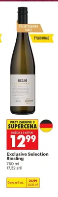 Wino białe półwytrawne Exclusive Selection Riesling promocja w Biedronka
