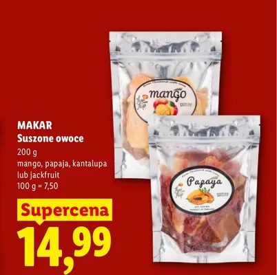 Owoce suszone Makar Papaja promocja w Lidl
