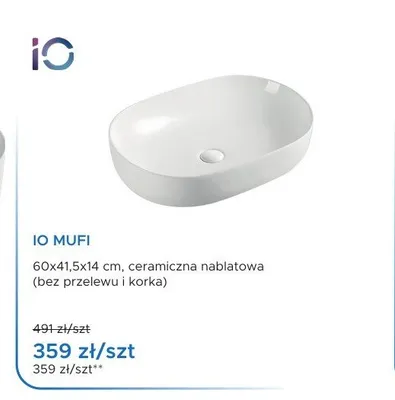 Umywalka nablatowa IO MUFI promocja w Blu Salony Łazienek