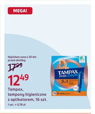 Tampony higieniczne z aplikatorem Tampax promocja w Rossmann