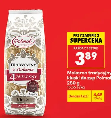Makaron tradycyjny kluski do zup Polmak promocja w Biedronka