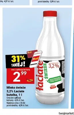 Mleko świeże 3,2% Łaciate promocja w Twój Market