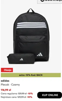 Plecak Adidas czarny promocja w eobuwie.pl