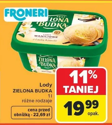 Lody Zielona Budka różne rodzaje promocja w Carrefour