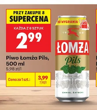 Piwo Łomża Pils promocja w Biedronka