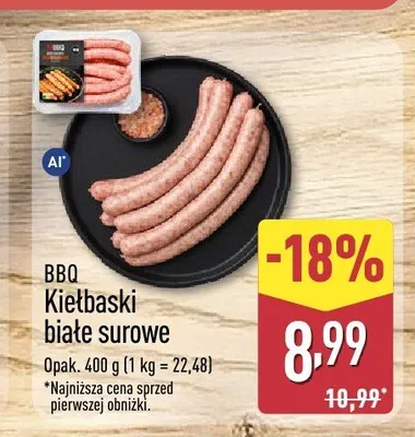 Kiełbaski białe surowe BBQ promocja w Aldi