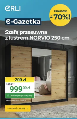 Szafa przesuwna z lustrem NORVIO 250cm promocja w ERLI