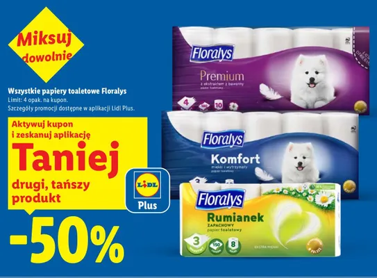Papiery toaletowe Floralys promocja w Lidl