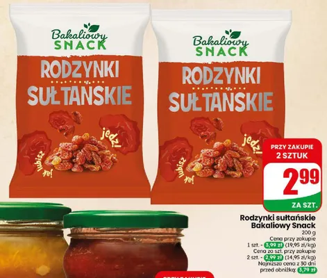 Rodzynki sułtańskie Bakaliowy Snack promocja w Dino