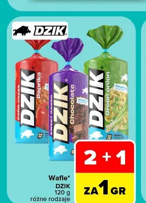 Wafle kukurydziane zielona cebulka Dzik promocja w Carrefour