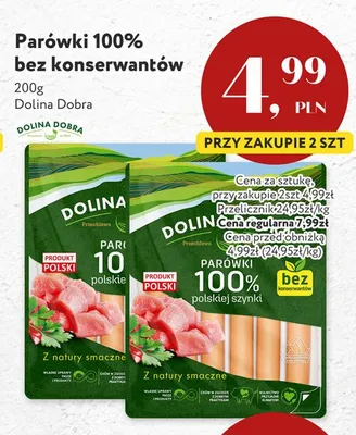 Parówki 100% z polskiej szynki Dolina Dobra promocja w Market Point