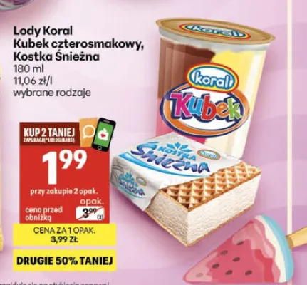 Lody Kostka Śnieżna promocja w Delikatesy Centrum