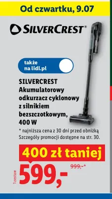 Akumulatorowy odkurzacz cyklonowy Silvercrest promocja w Lidl
