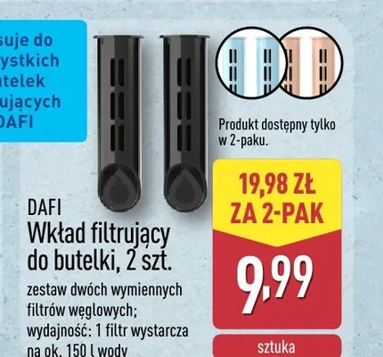 Wkłady filtrujące do butelki Dafi 2-pak promocja w Aldi