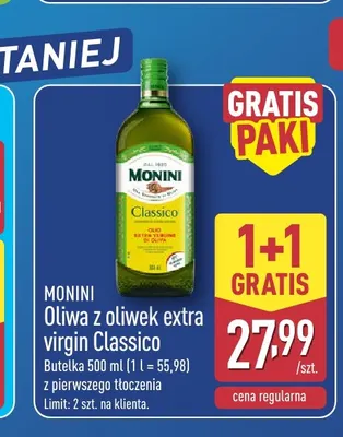Oliwa z oliwek extra virgin Classico Monini promocja w Aldi