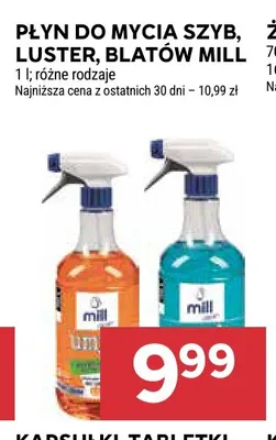 Płyn do mycia szyb luster blatów Mill promocja w Stokrotka