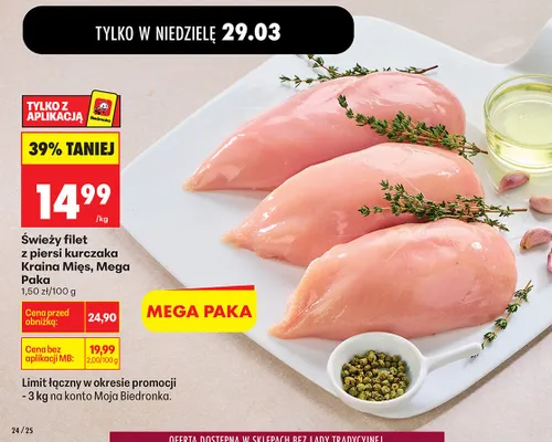 Świeży filet z piersi kurczaka, Mega Paka promocja w Biedronka