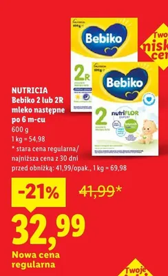 Mleko następne Bebiko 2 lub 2R po 6m-cu Nutricia promocja w Lidl