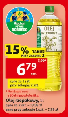 Olej rzepakowy Auchan promocja w Auchan