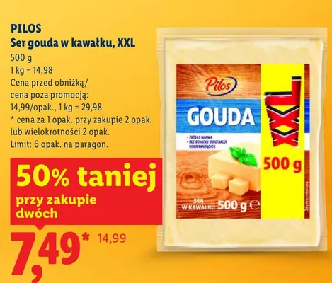 Ser gouda w kawałku Pilos promocja w Lidl