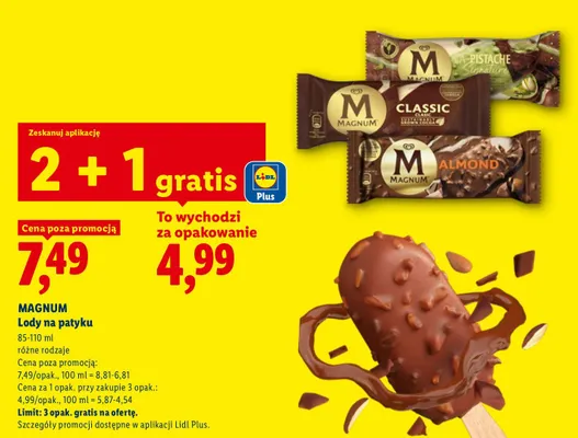 Lody na patyku Magnum Classic promocja w Lidl