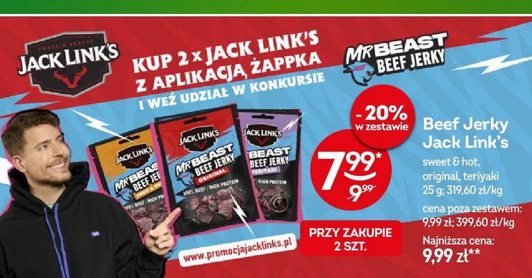 Beef Jerky Jack Link's MrBeast sweet & hot promocja w Żabka