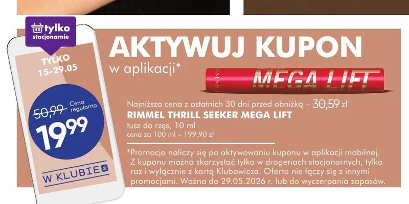 Tusz do rzęs Rimmel Thrill Seeker Mega Lift promocja w Super-Pharm