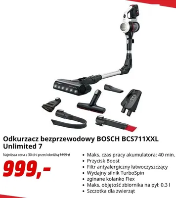 Odkurzacz bezprzewodowy Bosch Unlimited 7 promocja w Media Markt