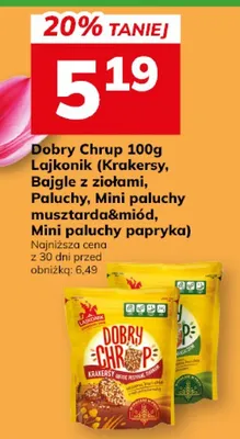 Paluszki Dobry Chrup (Krakersy, Bajgle z ziołami, Paluszki z sezamem, Paluszki Mini papryką) promocja w Hitpol