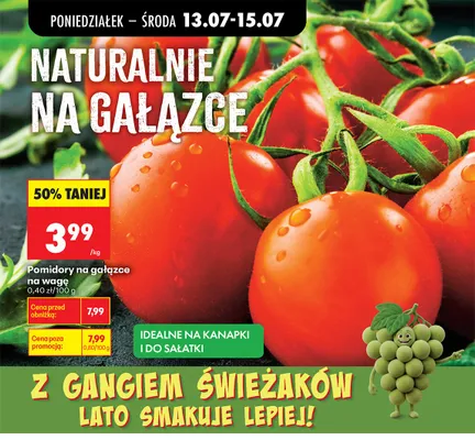 Pomidory na gałązce na wagę promocja w Biedronka