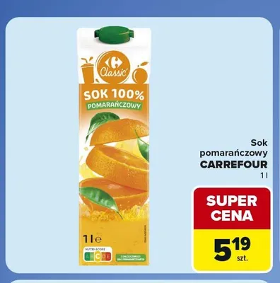 Sok pomarańczowy Carrefour Classic promocja w Carrefour Market