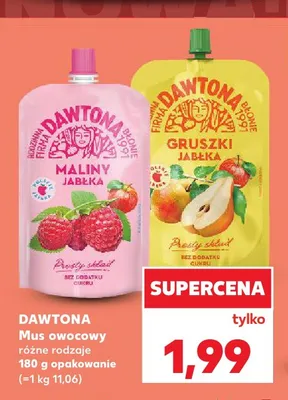 Mus owocowy Dawtona Maliny Jabłka promocja w Kaufland