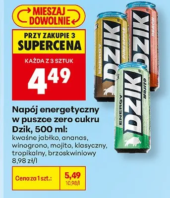 Napój energetyczny Dzik ananas promocja w Biedronka