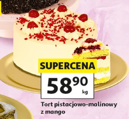 Tort pistacjowo-malinowy z mango Auchan promocja w Auchan