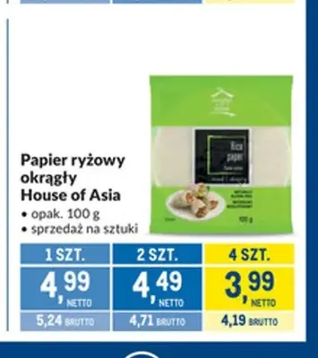Papier ryżowy okrągły House of Asia promocja w Makro