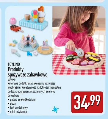 Produkty spożywcze zabawkowe mini lodziarnia Toylino promocja w Aldi