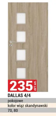 Drzwi DALLAS 4/4 pokojowe kolor wiąz skandynawski 70, 80 promocja w Merkury Market