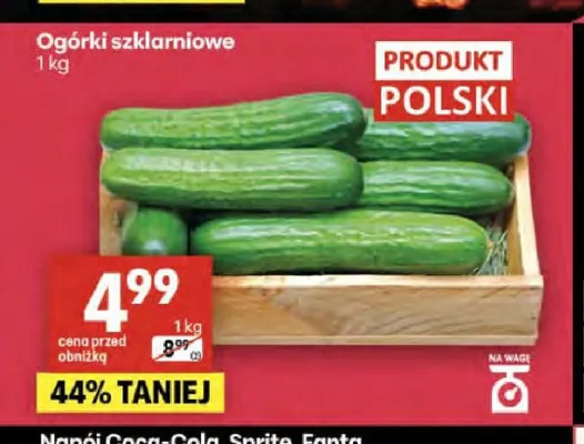 Ogórki szklarniowe promocja w Delikatesy Centrum