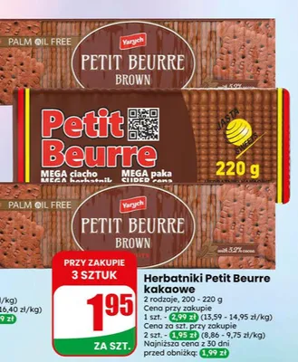 Herbatniki Petit Beurre kakaowe brown Yarych promocja w Dino