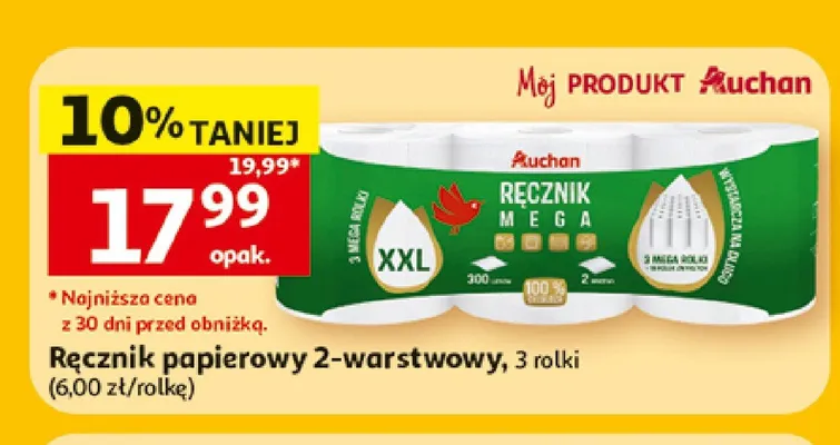 Ręcznik papierowy 2-warstwowy Auchan promocja w Auchan